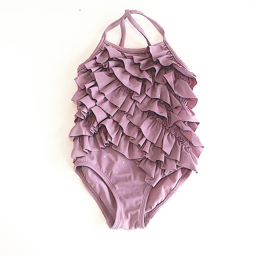Ruffled star print swimsuit